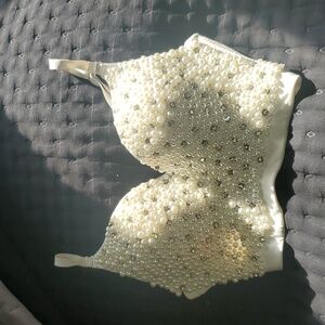 Pearl Embellished Cream Bralette